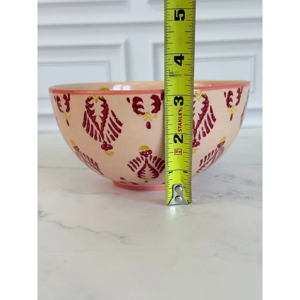 Hand Painted by Anthropologie Pink and Red Block Print 6